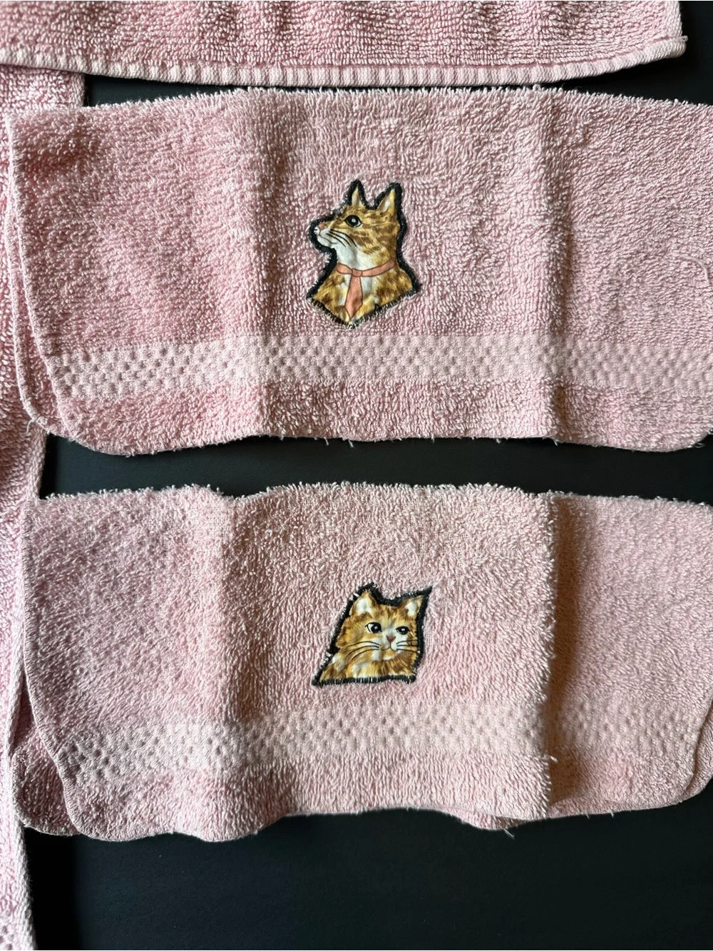 Vtg St Mary’s Raspberry Cream Feline Cat Bath Towel Hand Towel 2 Wash Cloths USA